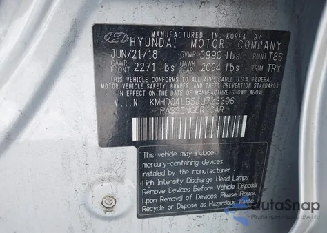 2018 Hyundai Elantra Sport from USA, damaged, VIN KMHD04LB5JU723306